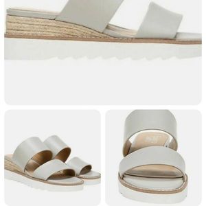 Franco Sarto platform sandal wedge espadrilles in light gray size 6